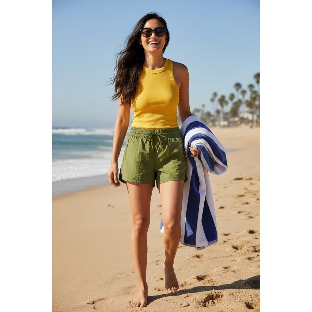 Eddie Bauer Large Mountain Crinkle Shorts Wicking Quick-Dry Pull-On UPF 50 New L